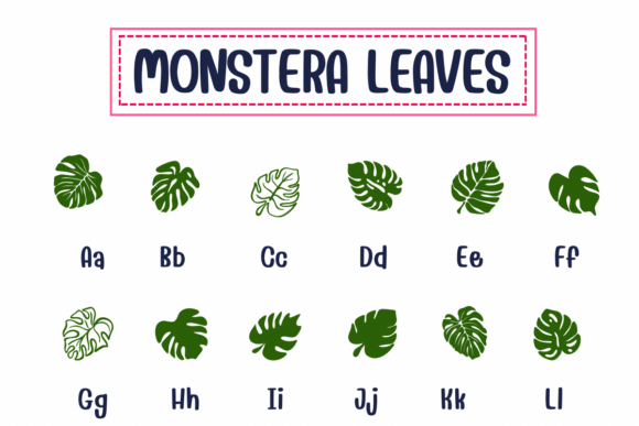 Monstera Leaves Font PNG with transparent background - Preview 1