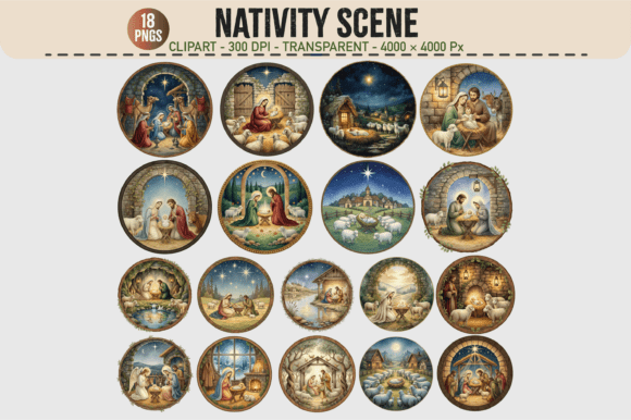 Nativity Scene Clipart – 18 PNGs