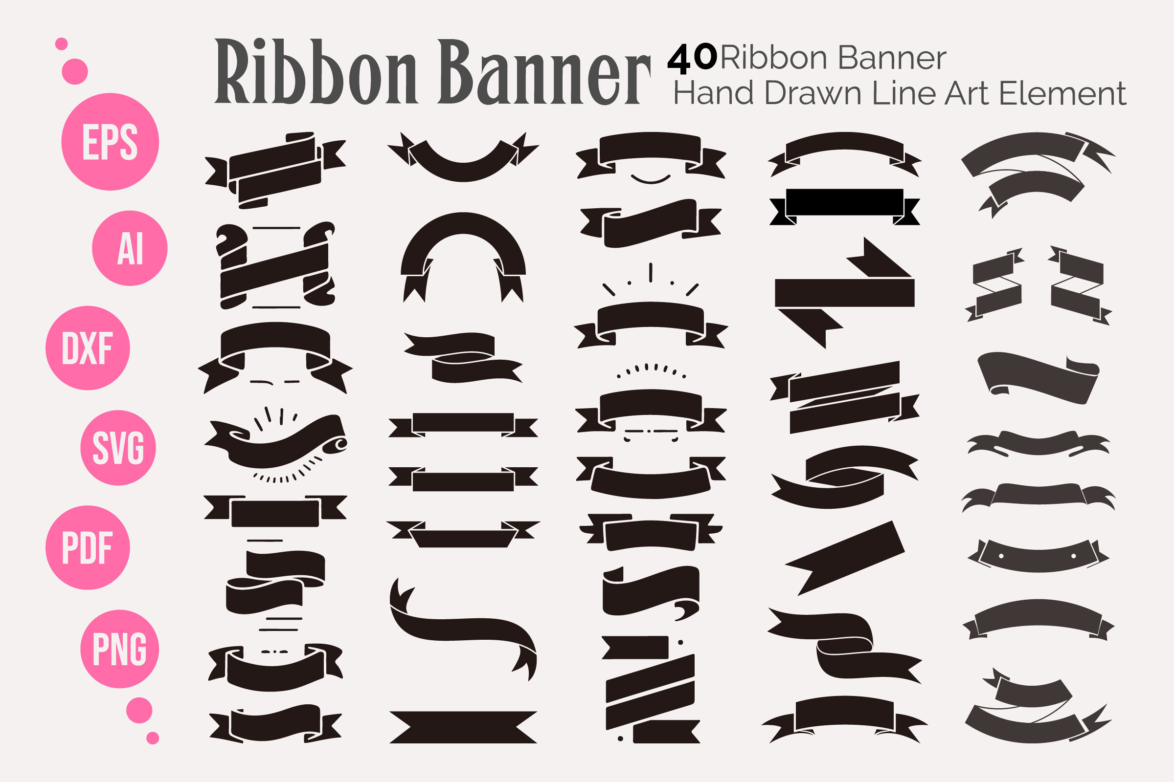 50 Ribbon Banner SVG Element Bundle
