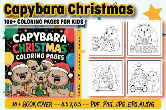 Capybara Christmas Coloring Pages