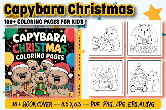 Capybara Christmas Coloring Pages