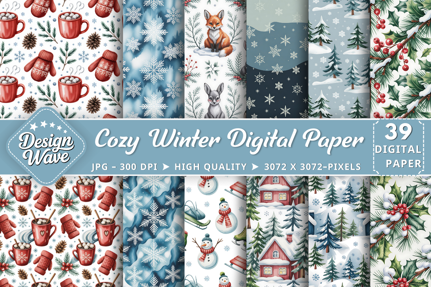 Cozy Winter Digital Pattern Graphic by Design Wave · Creative Fabrica