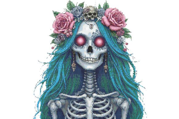 Halloween Floral Sugar Skull with Glowin