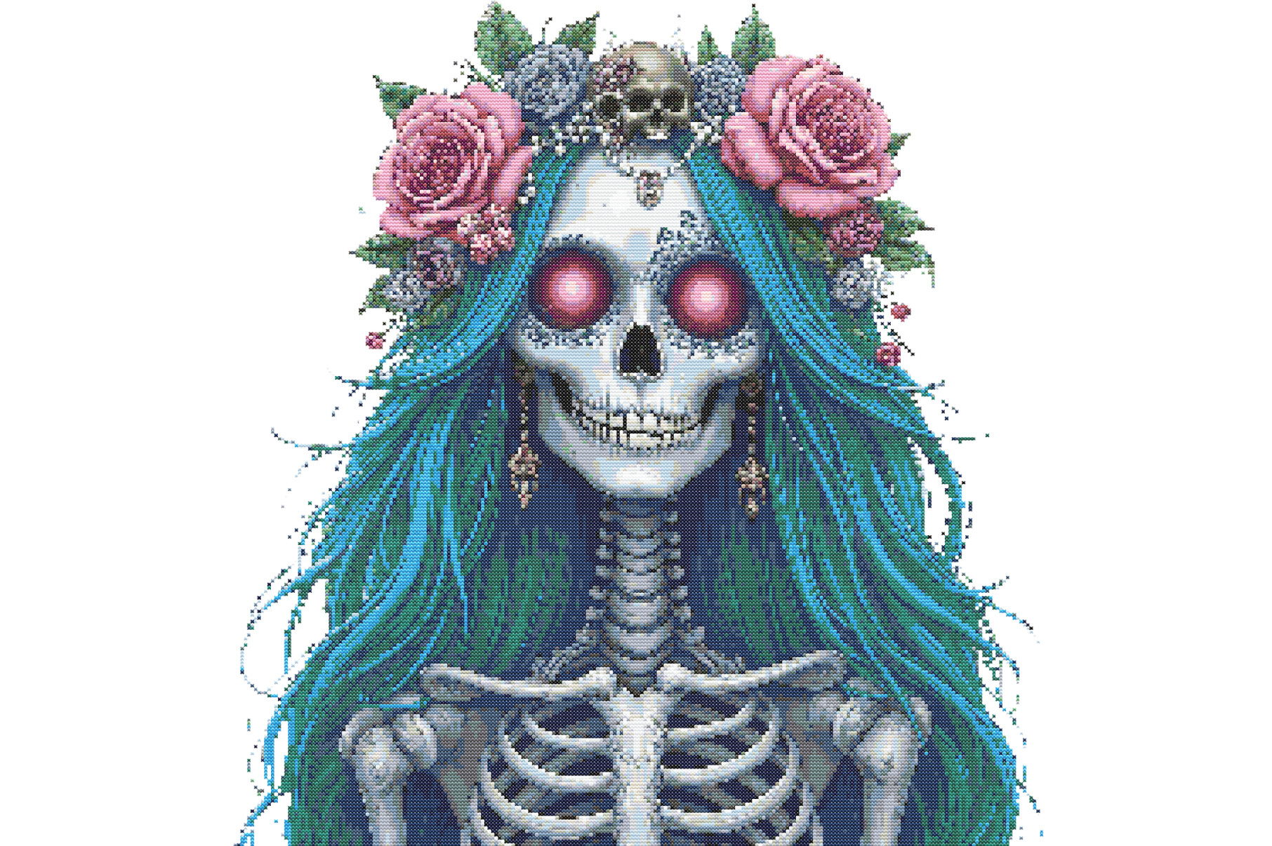 Halloween Floral Sugar Skull with Glowin