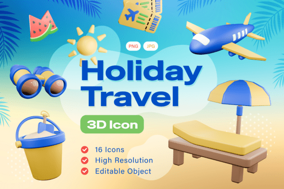 Holiday Travel 3D Icons