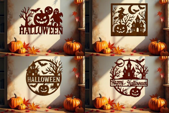 Laser Cut Halloween Wall art SVG Bundle