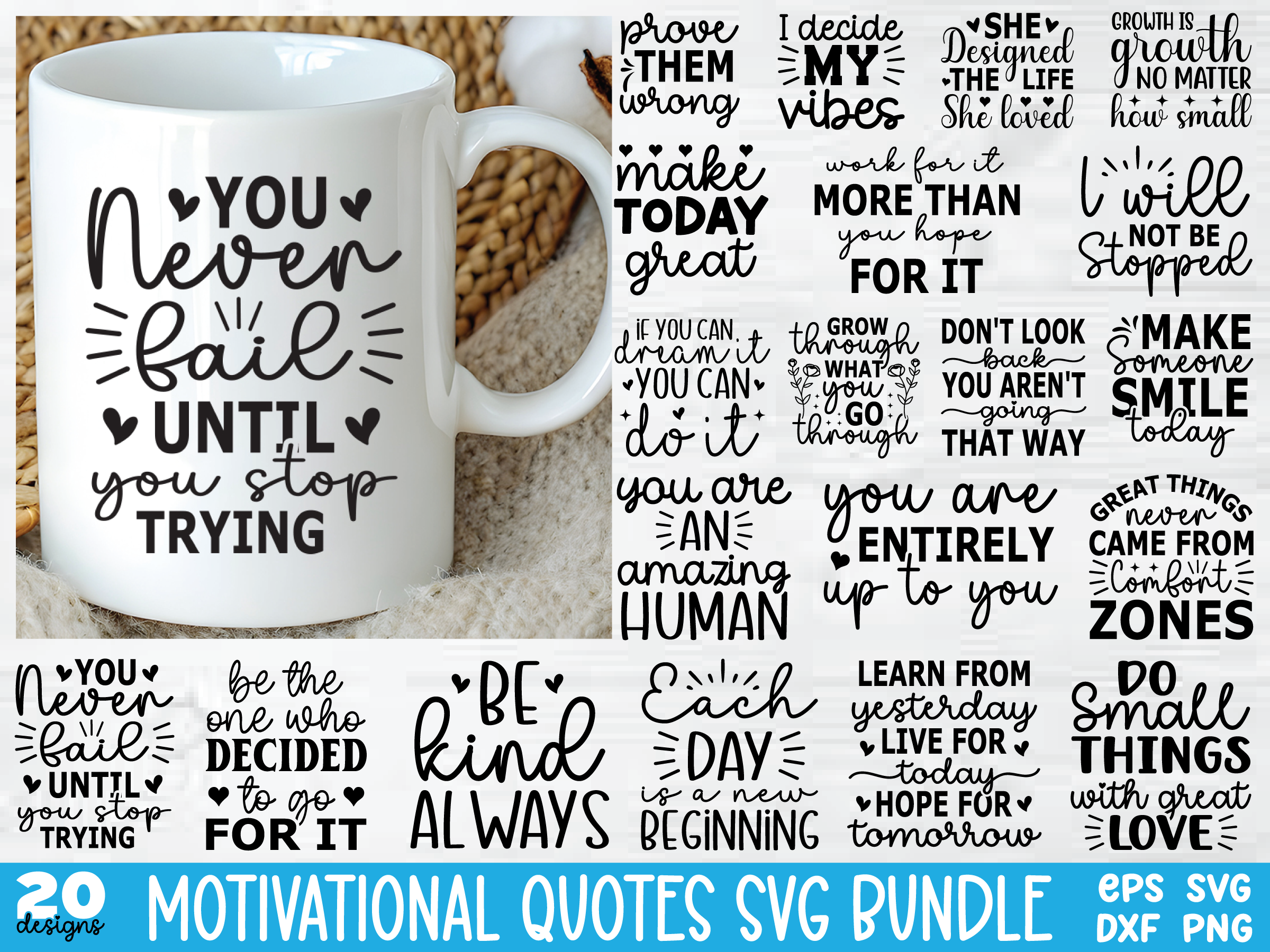 Motivational Quotes Svg Bundle Graphic by smart design · Creative Fabrica
