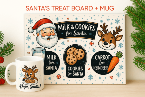 Santa Treat Cutting Board, Christmas Mug