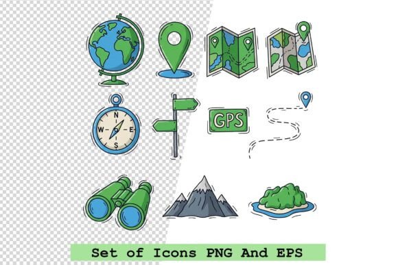 Set of Map and Navigation Icons Vector