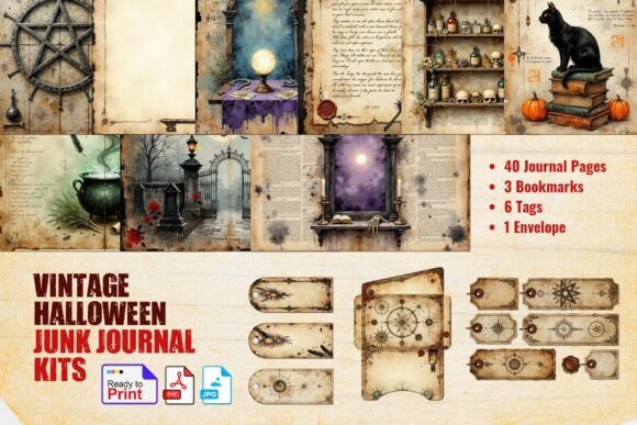 Vintage Halloween Junk Journal Kit