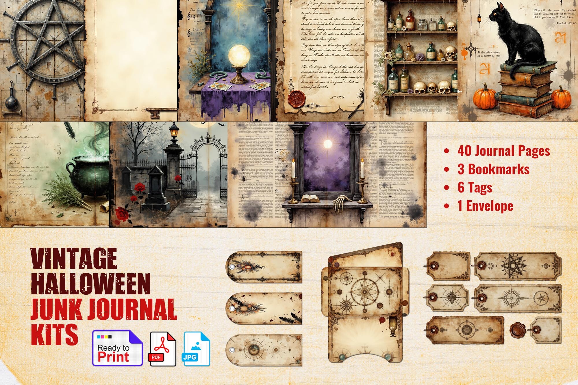 Vintage Halloween Junk Journal Kit