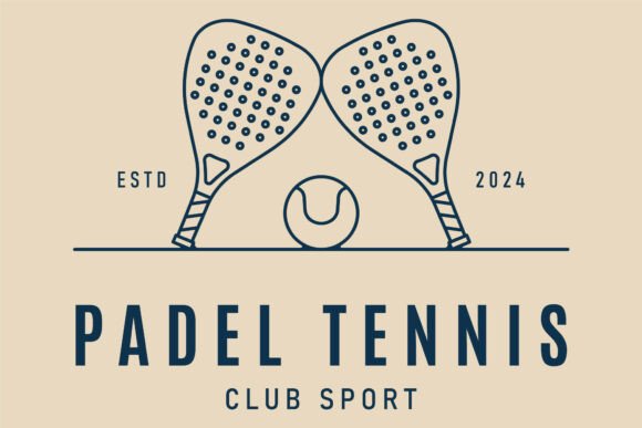 Padel Tennis Sport Logo Line Art
