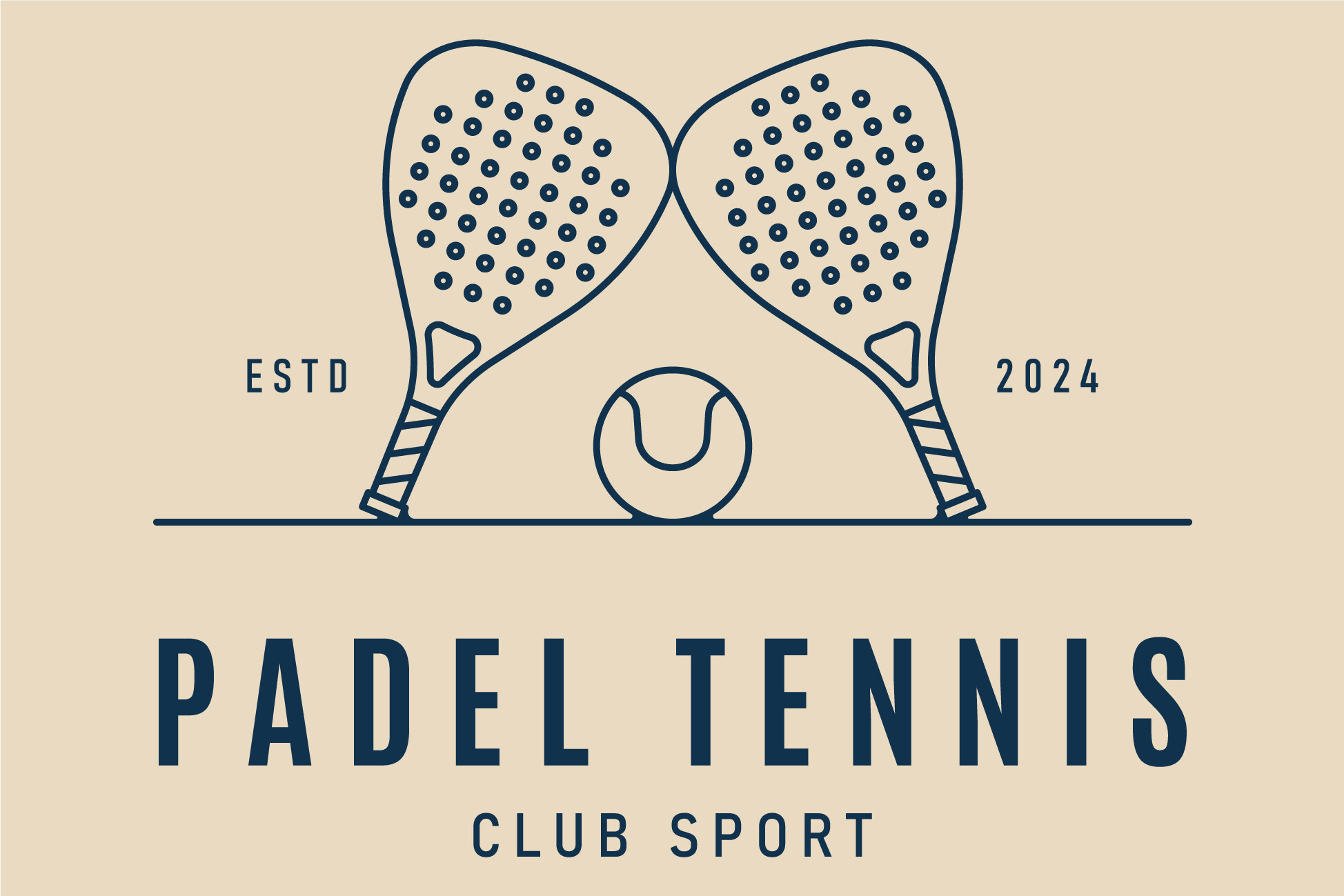 Padel Tennis Sport Logo Line Art