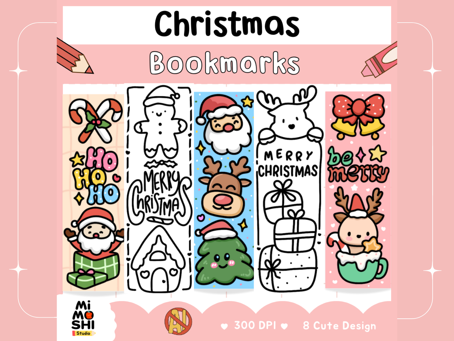 Christmas Coloring Bookmarks