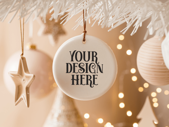 Christmas Ornament Circle Shape Mockup