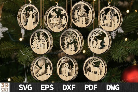 Layered Christmas Ornament Bundle Svg Laser Cutting 1