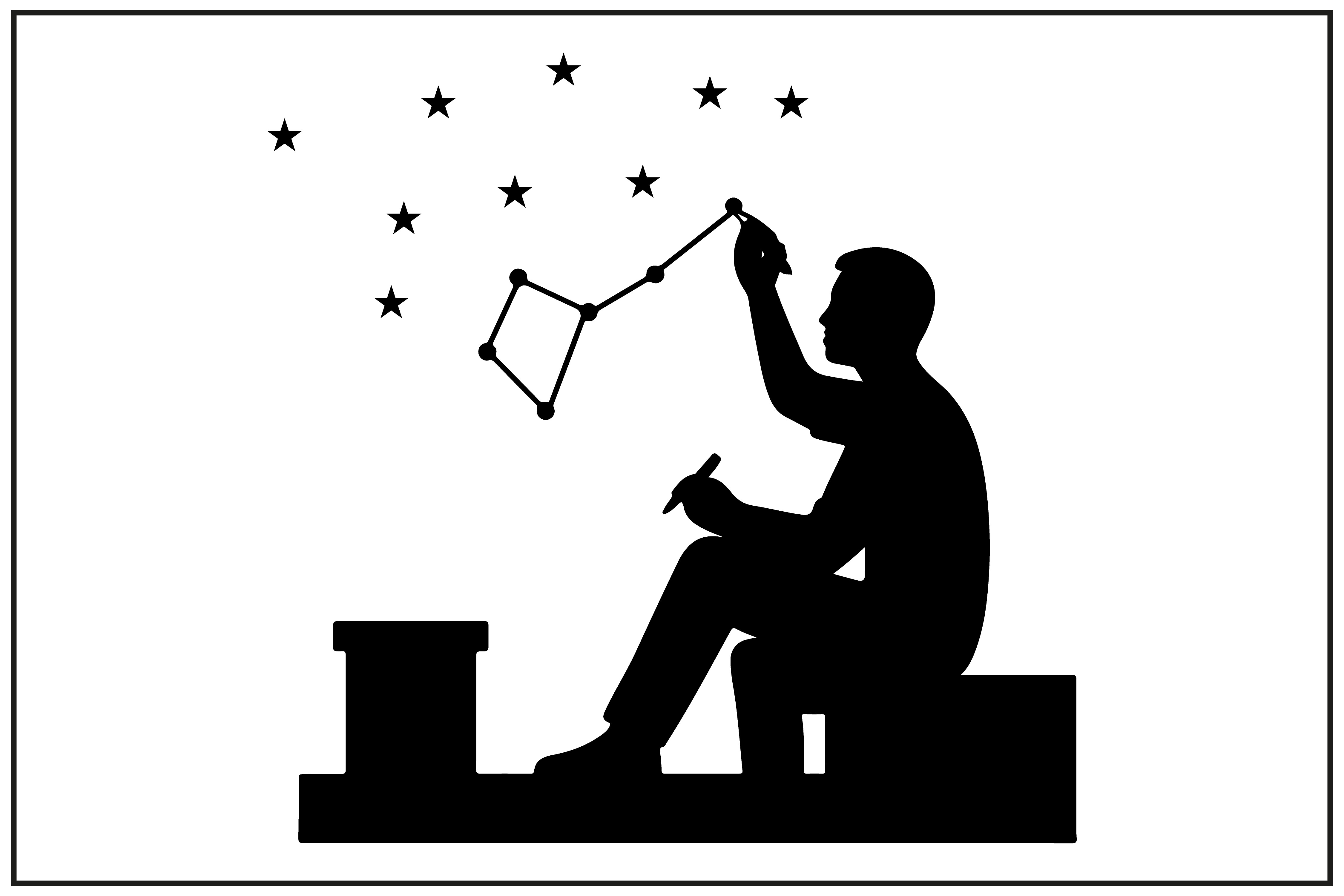 Man Drawing Constellations Silhouette