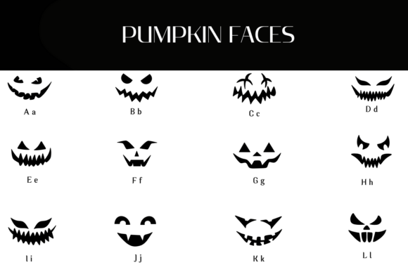 Pumpkin Faces Font PNG with transparent background - Preview 1
