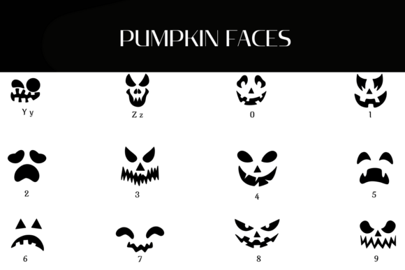 Pumpkin Faces Font PNG with transparent background - Preview 3