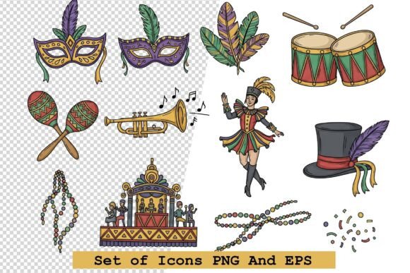 Set of Carnival Icon Vector Illustration