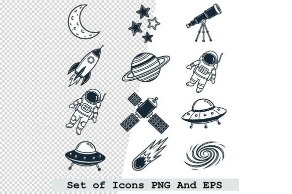 Set of Sky and Space Icons Vector