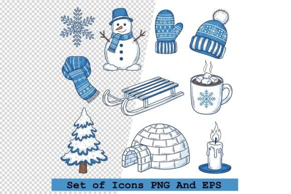 Set of Winter Icons in Hand Vector