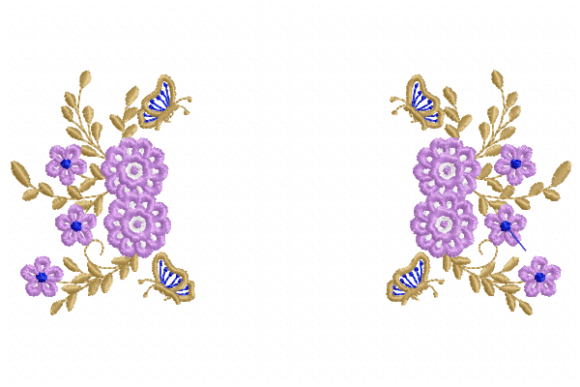 Butterflies Flowers Embroidery Design