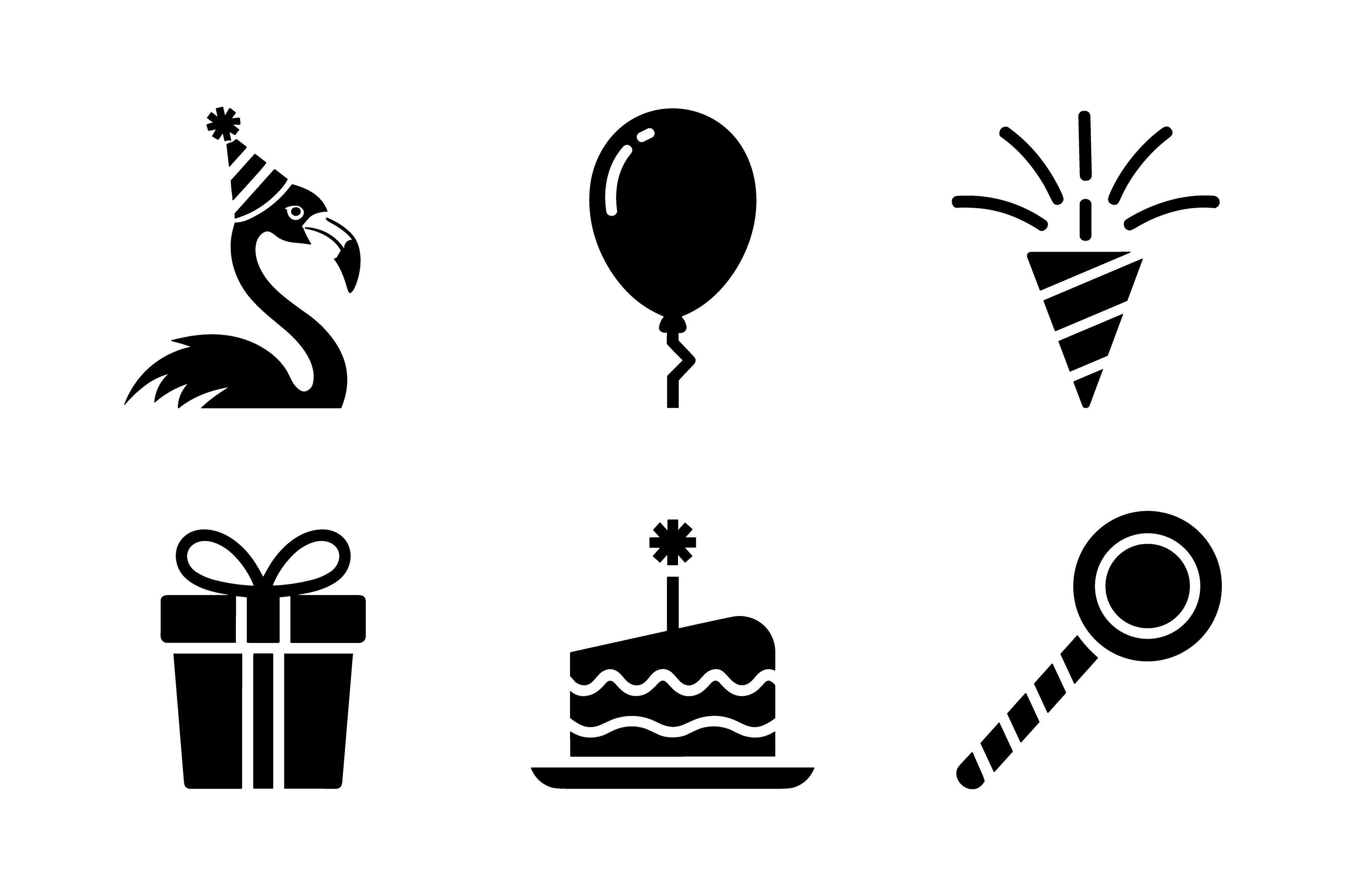 Flamingo Party & Birthday Icon Set EPS