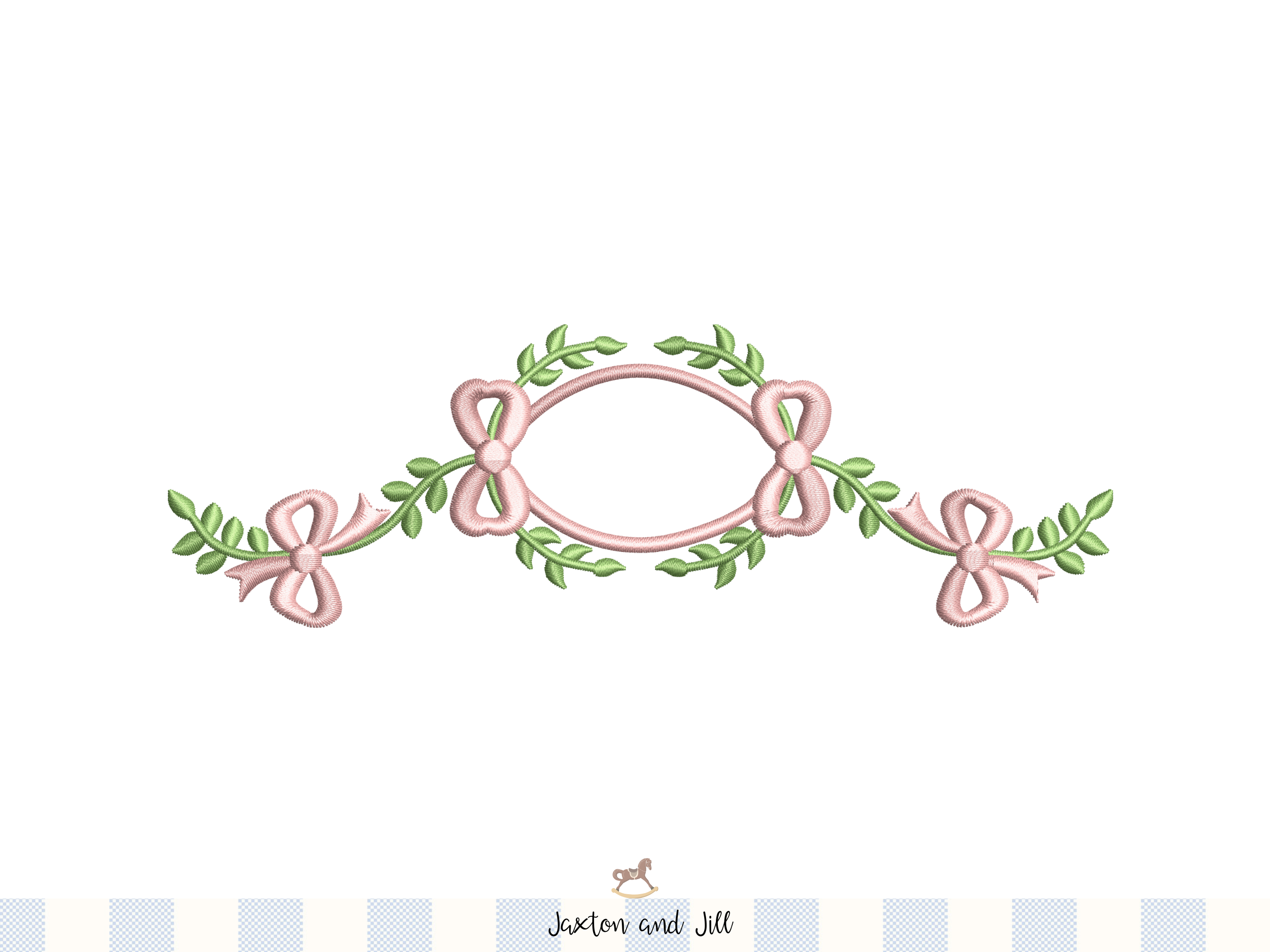 Foliage Bow Monogram Frame Embroidery