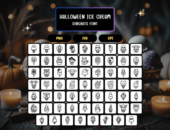 Halloween Ice Cream Font PNG with transparent background - Preview 4