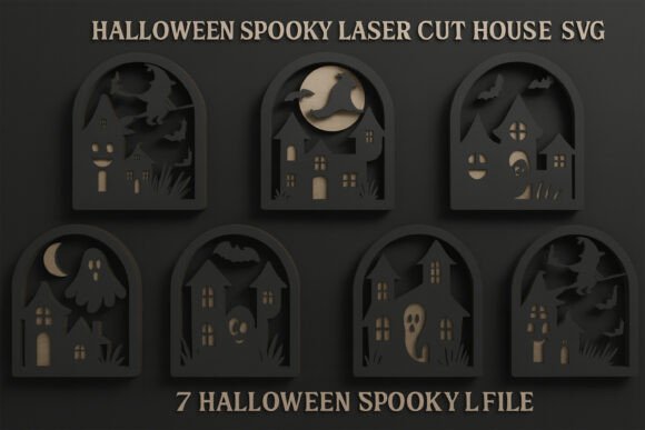 Halloween Spooky Laser Cut House SVG Bun
