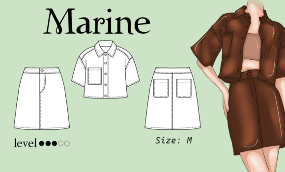 Suit Set Sewing Pattern Skirt Pattern M