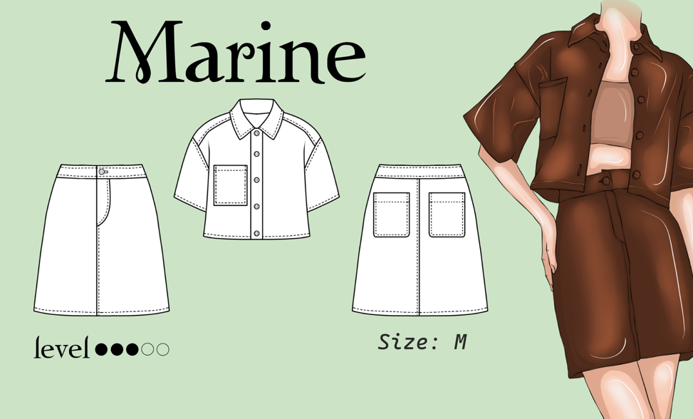 Suit Set Sewing Pattern Skirt Pattern M