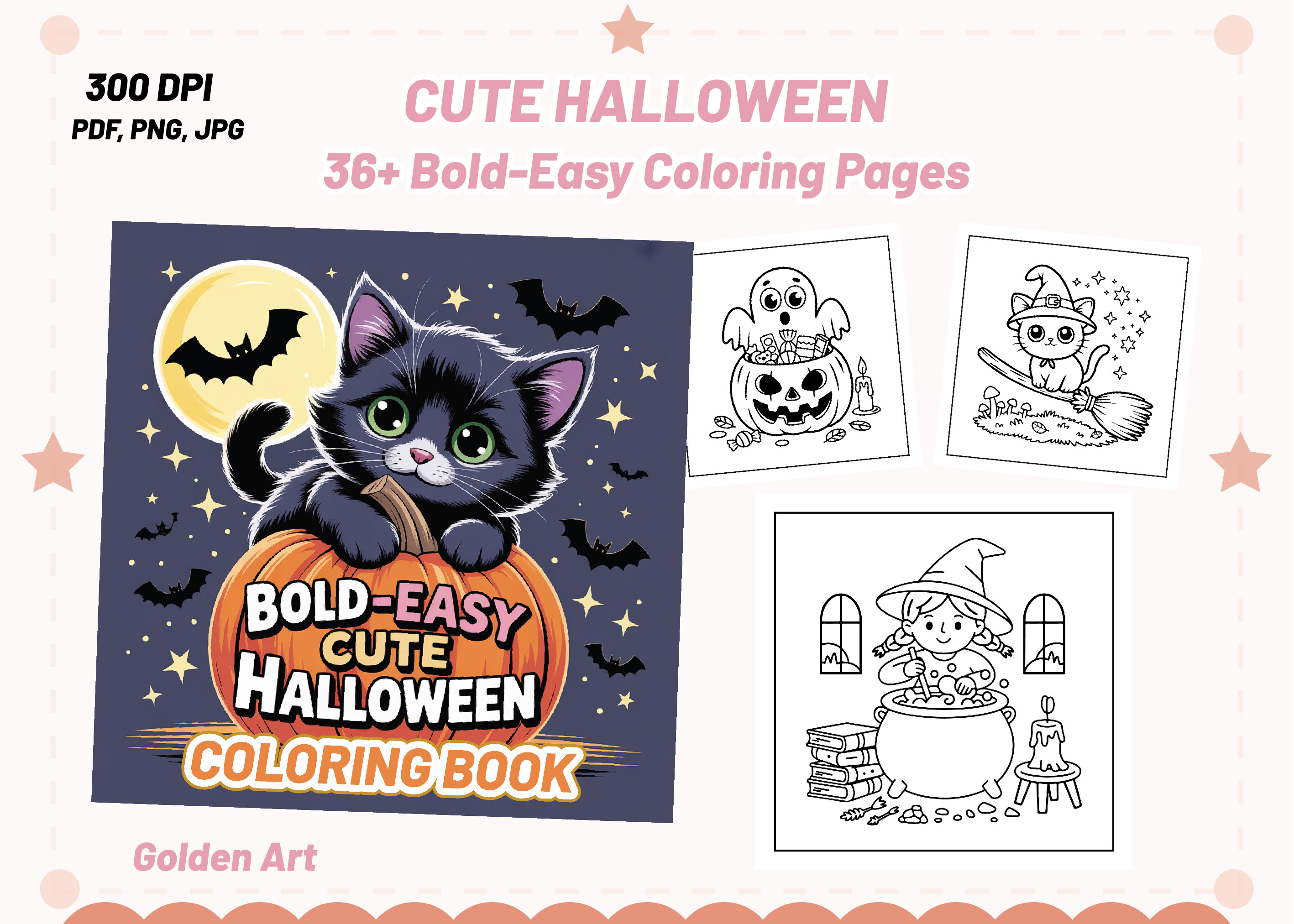 Bold & Easy Cute Halloween Coloring Book