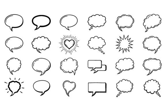 Collection of Hand Drawn Speech Bubble S Illustration Icônes Par Creative king