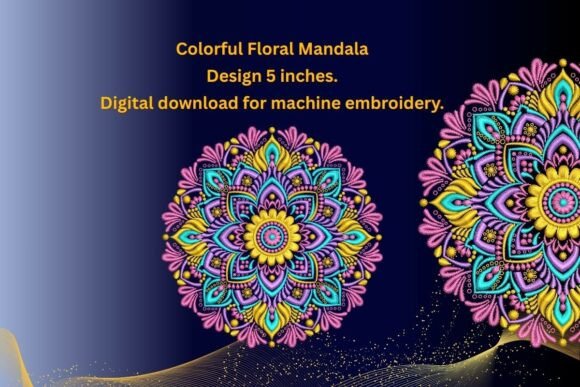 Colorful Floral Mandala Design 5 Inches.