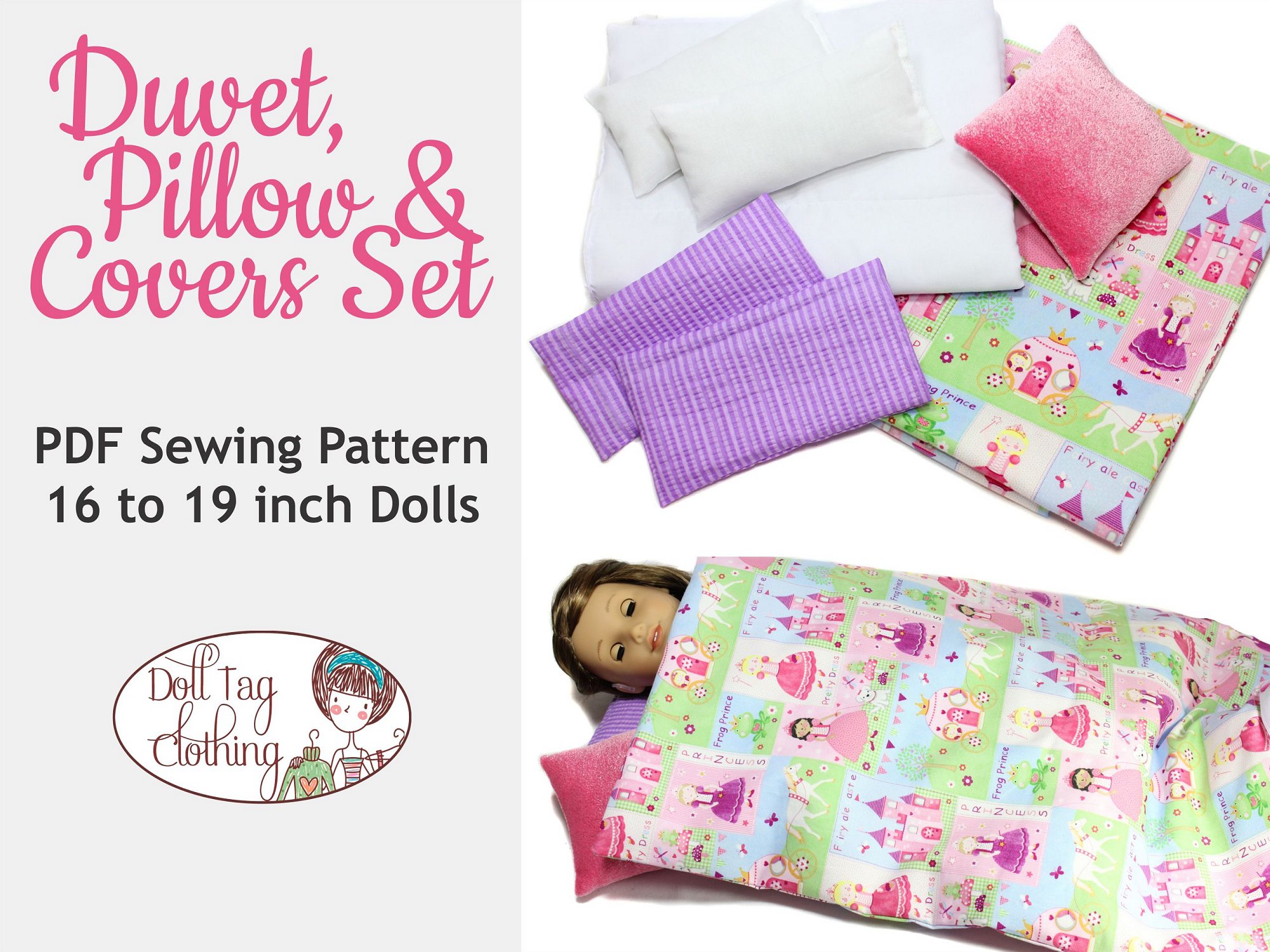 Duvet, Pillow and Covers Set for Dolls