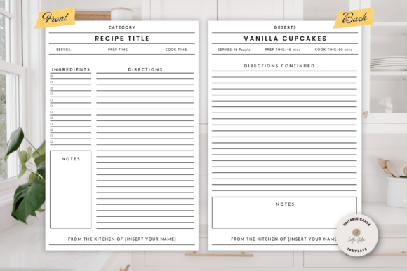 Editable Recipe Card Template