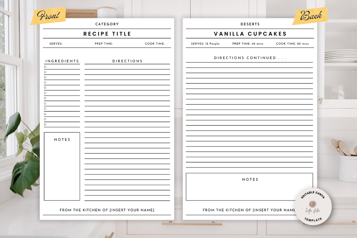 Editable Recipe Card Template