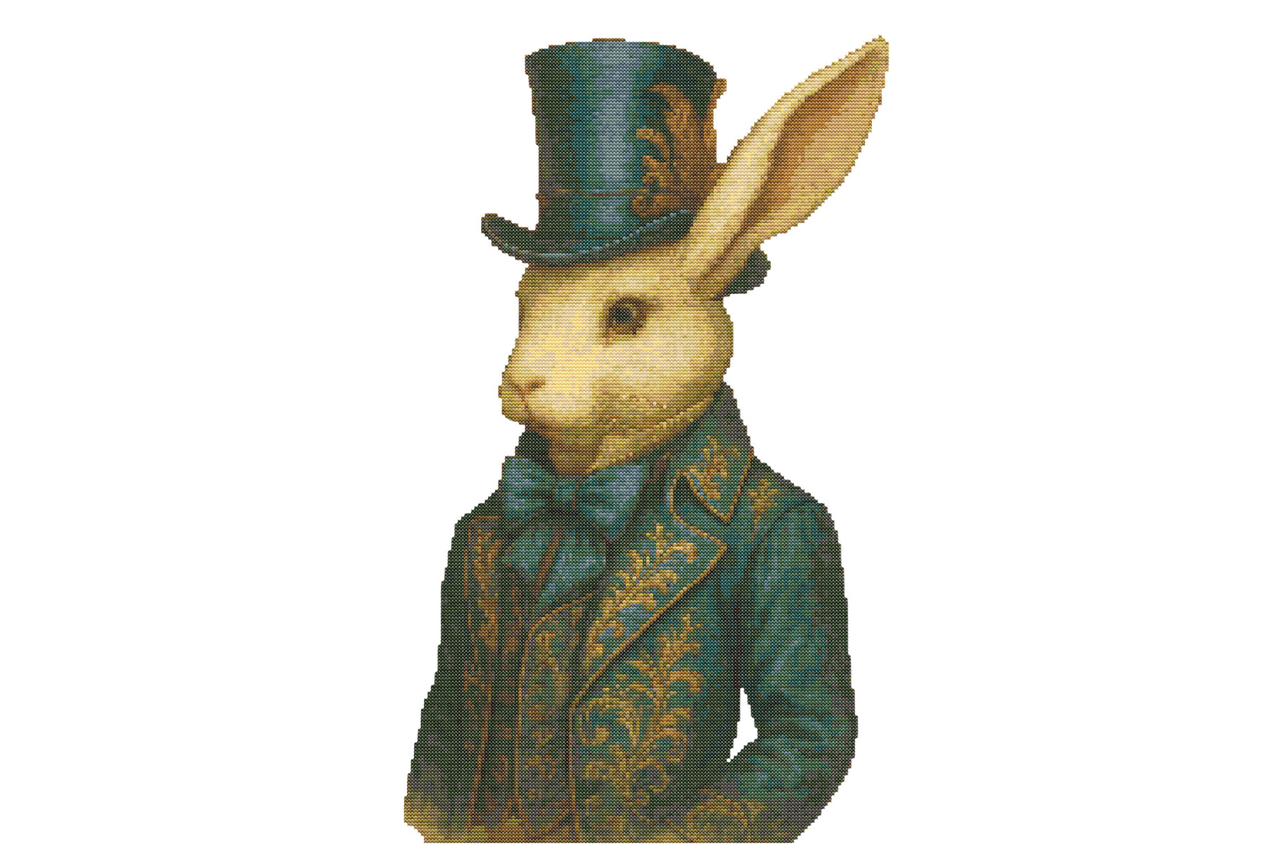 Elegant Rabbit in Blue Victorian Suit Cr