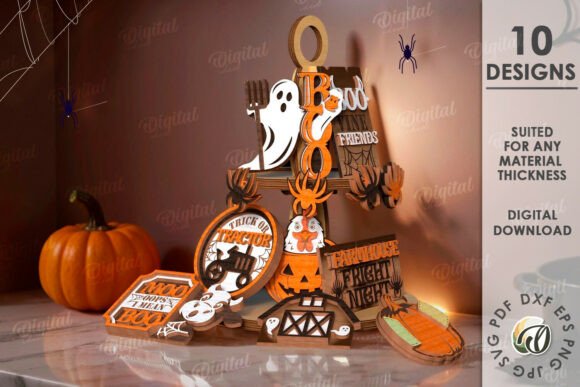 Farm Halloween Tiered Tray Decors Bundle