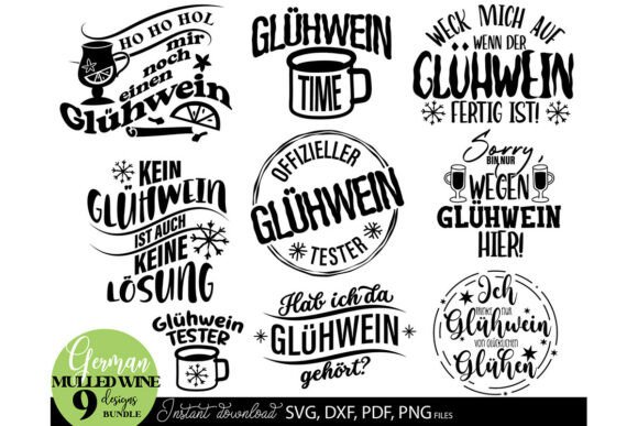 German Glühwein Plotter File Bundle SVG