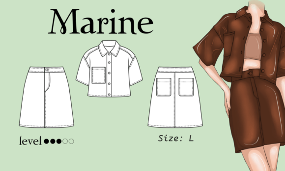 Shirt & Skirt Sewing Suit Set Sewing L