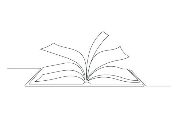 Simple One Line Drawing of Open Book Gráfico Ilustraciones Imprimibles Por mahmuda akter