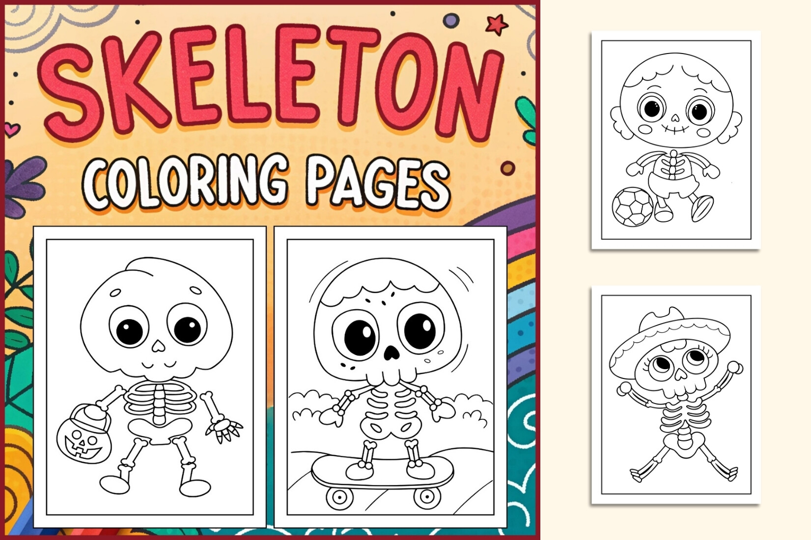 Skeleton Coloring Pages for Kids
