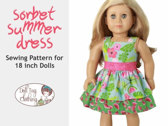 Sorbet Summer Dress 18" Doll Pattern