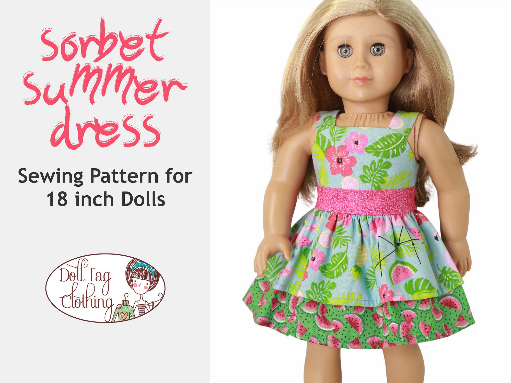 Sorbet Summer Dress 18" Doll Pattern
