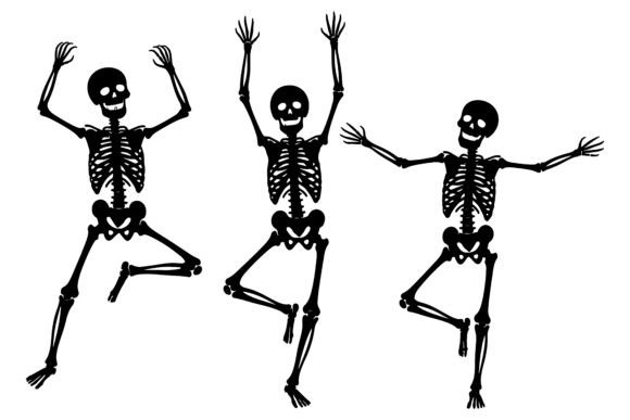 Three Dancing Skeletons Silhouette