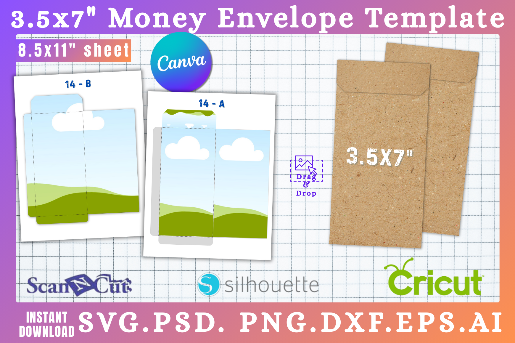 3.5x7" Money Envelope SVG Template 14