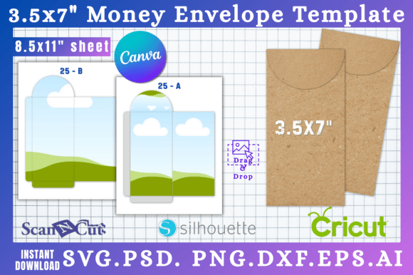 3.5x7" Money Envelope SVG Template 25